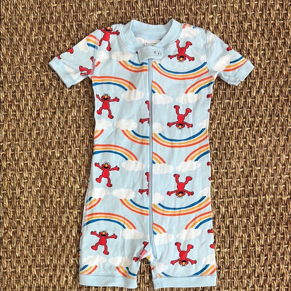 Hanna Andersson Sesame Street Blue Pajama with Elmo and Rainbows 18-24 m